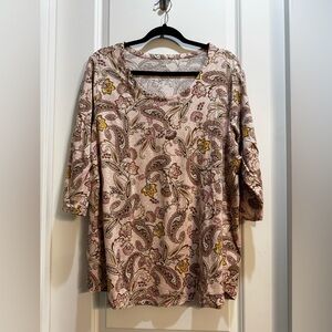 J. Jill Luxe Supima A-line Tunic XL Round Neck 3/4 Sleeves Multicolor Length 29”